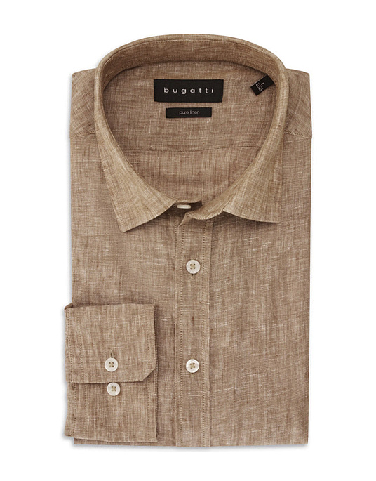 Льняная рубашка Bugatti бежевого цвета