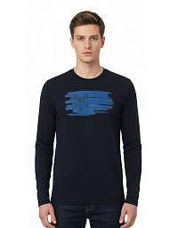 Мужская футболка-лонгслив Bugatti с длинным рукавом тёмно-синего цвета