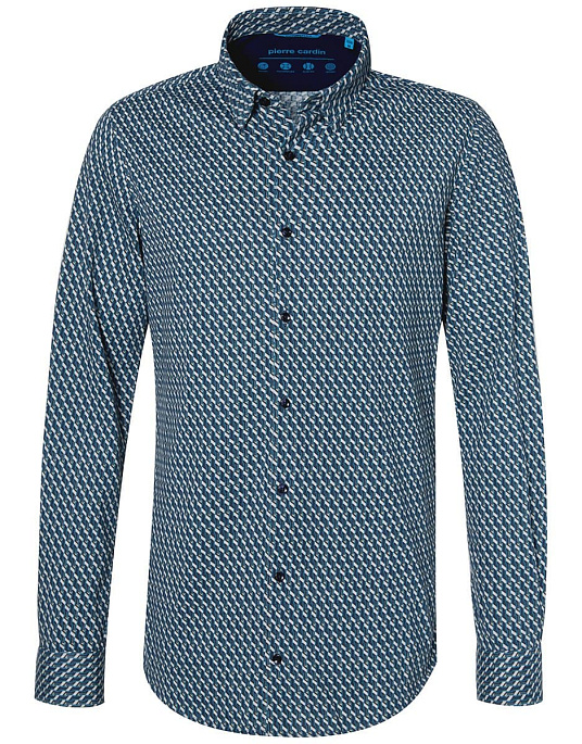 Рубашка Pierre Cardin из коллекции Future Flex в изумрудном оттенке с узором