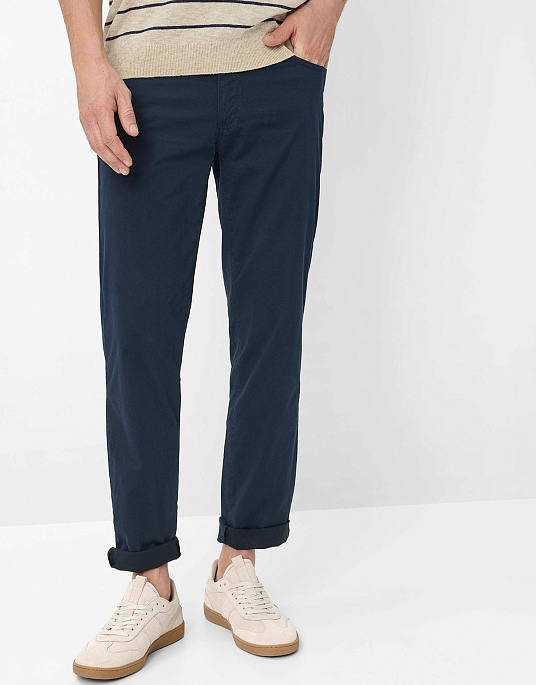 Мужские брюки – флеты Brax модель Cadiz в тёмно-синем цвете