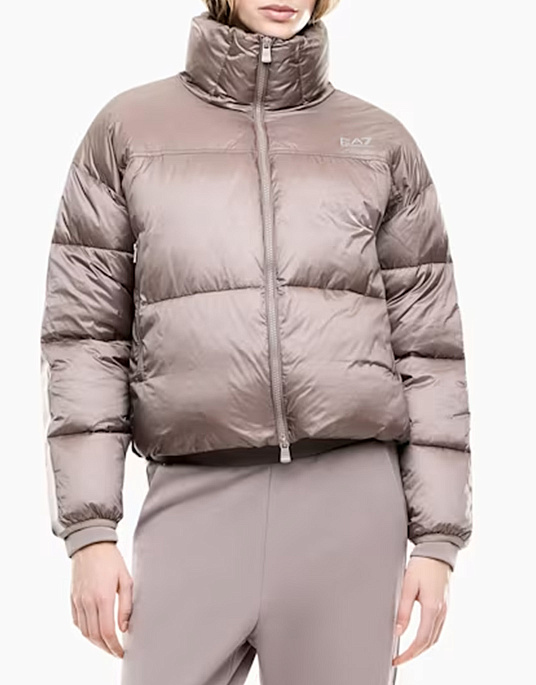 Жіноча куртка-бомбер EA7 Emporio Armani у сіро-бежевому кольорі