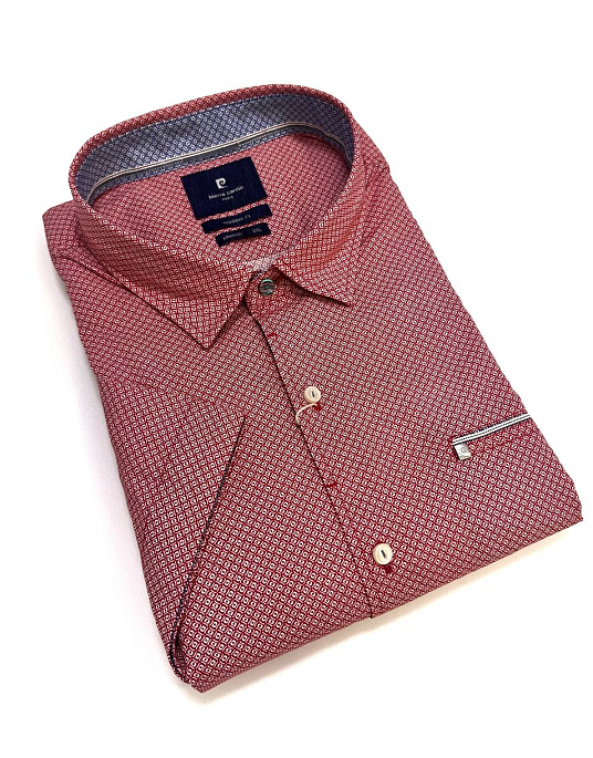 Рубашка Pierre Cardin с коротким рукавом из серии Cotton Comfort в розовом цвете