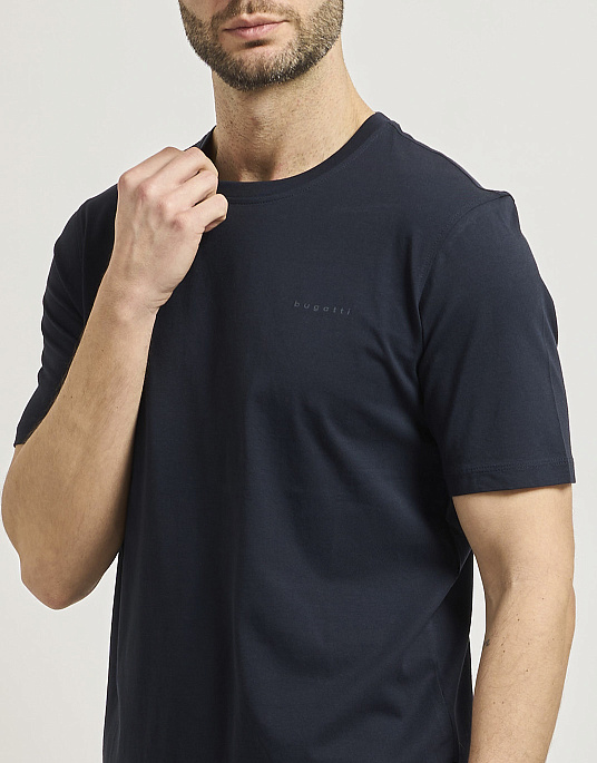 Класична футболка Bugatti з круглим воротом у темно-синьому кольорі