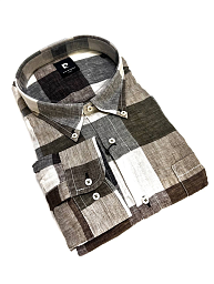 Сорочка лляна Pierre Cardin в клітинку з довгим рукавом