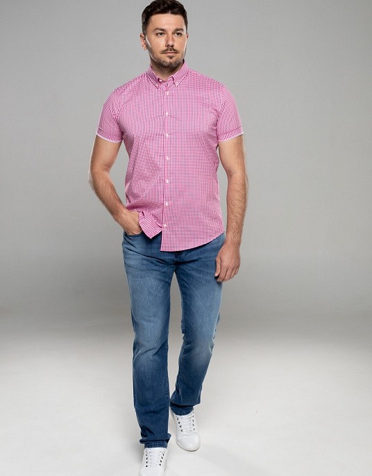 Сорочка Pierre Cardin з колекції Future Flex з коротким рукавом у рожевому кольорі