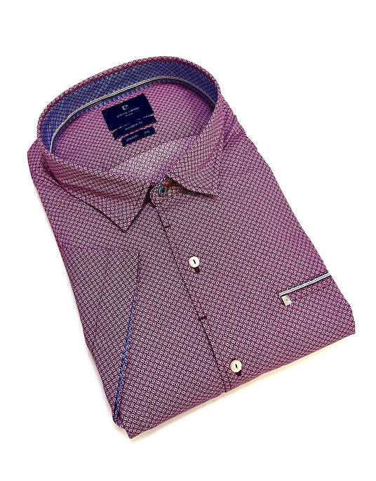 Рубашка Pierre Cardin с коротким рукавом из серии Cotton Comfort в розовом цвете