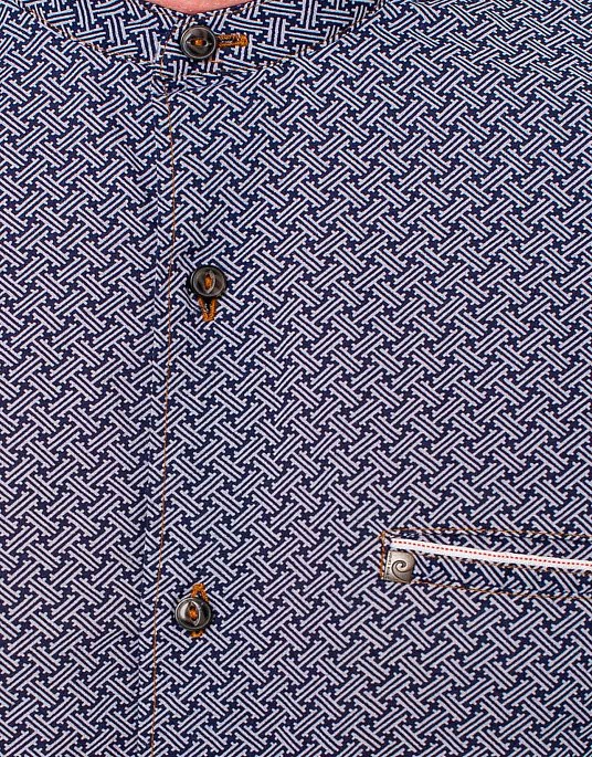 Рубашка Pierre Cardin с воротом-стойкой  в синем цвете