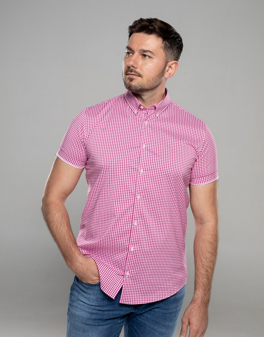 Рубашка Pierre Cardin из коллекции Future Flex с коротким рукавом в розовом цвете
