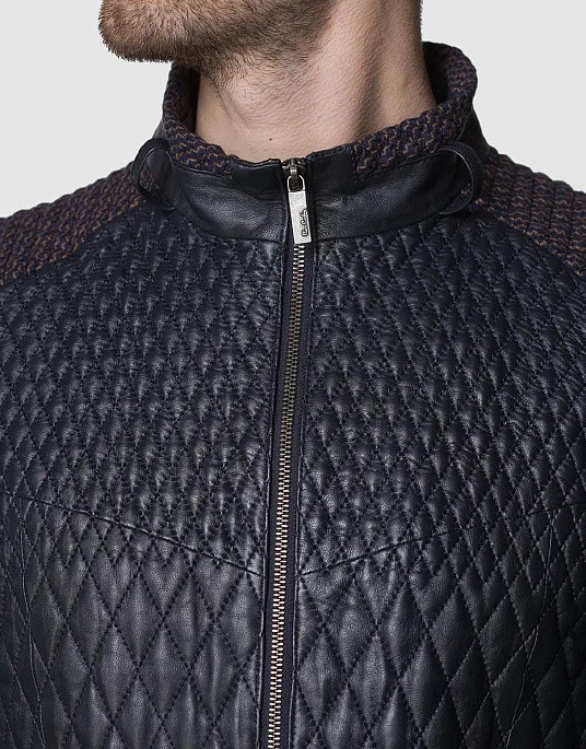 Куртка шкіряна  Pierre Cardin в темно-синьому кольорі