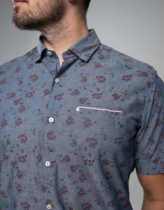 Рубашка Pierre Cardin из серии Dtnim Story с коротким рукавом в сером цвете с принтом