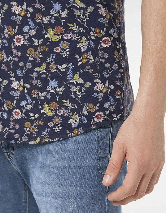 Сорочка Pierre Cardin з колекції Future Flex з коротким рукавом у темно-синьому кольорі