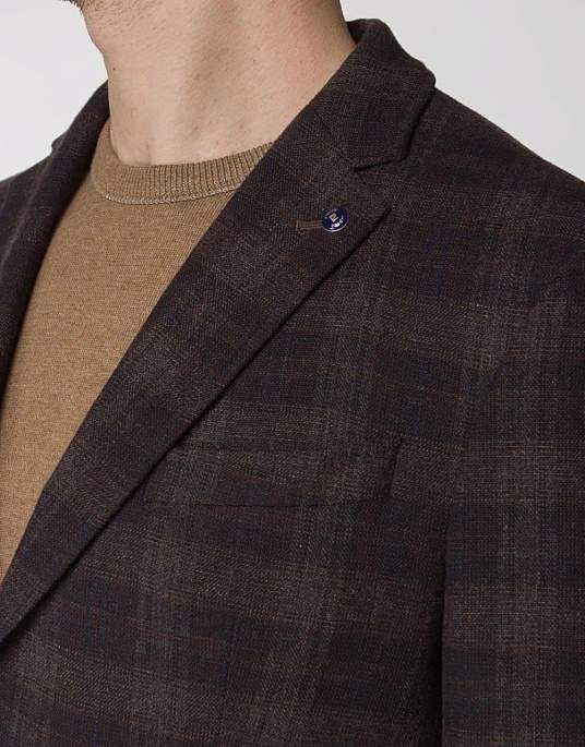 Піджак Pierre Cardin з колекції Voyage у коричневому кольорі у клітку