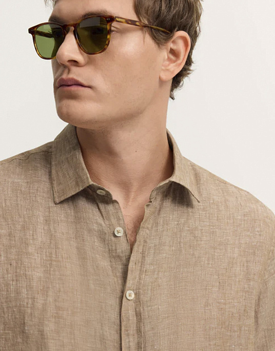 Льняная рубашка Bugatti бежевого цвета