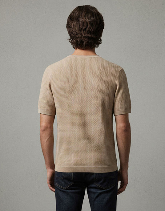 Чоловіча фактурна футболка Bugatti пісочного кольору