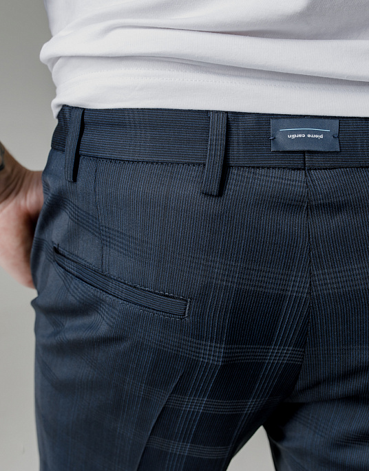 Костюм Pierre Cardin из коллекции Future Flex в темно-синем цвете с принтом "клеточка"