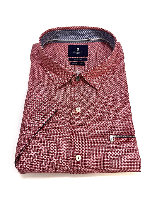 Рубашка Pierre Cardin с коротким рукавом из серии Cotton Comfort в розовом цвете