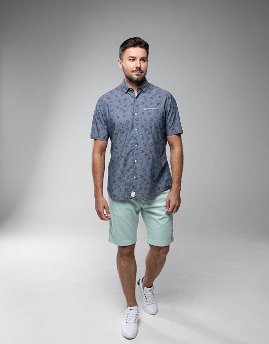 Рубашка Pierre Cardin из серии Dtnim Story с коротким рукавом в сером цвете с принтом