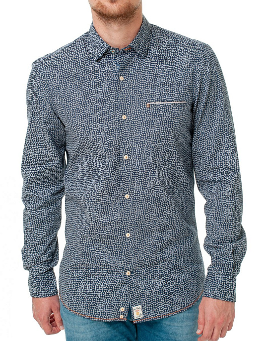 Рубашка  Pierre Cardin в синем цвете с цветочным принтом