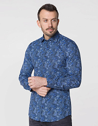 Сорочка Pierre Cardin з колекції Future Flex в синьому кольорі з квітковим принтом