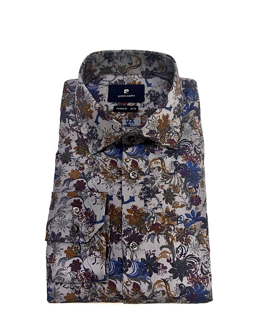Рубашка Pierre Cardin из коллекции Denim Academy в сером цвете с цветочным принтом