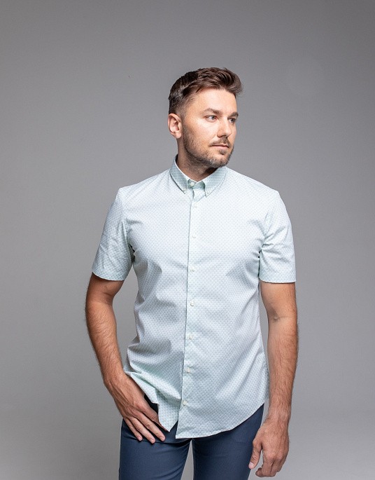 Сорочка Pierre Cardin із колекції Future Flex з коротким рукавом у зеленому кольорі