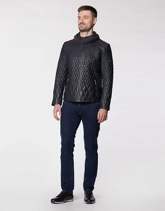 Куртка шкіряна  Pierre Cardin в темно-синьому кольорі