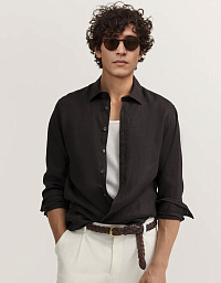 Лляна сорочка Bugatti у коричневому кольорі