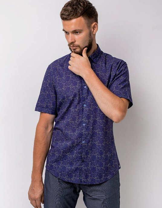 Рубашка с коротким рукавом Pierre Cardin из коллекции Air Touсh в тёмно-синем цвете