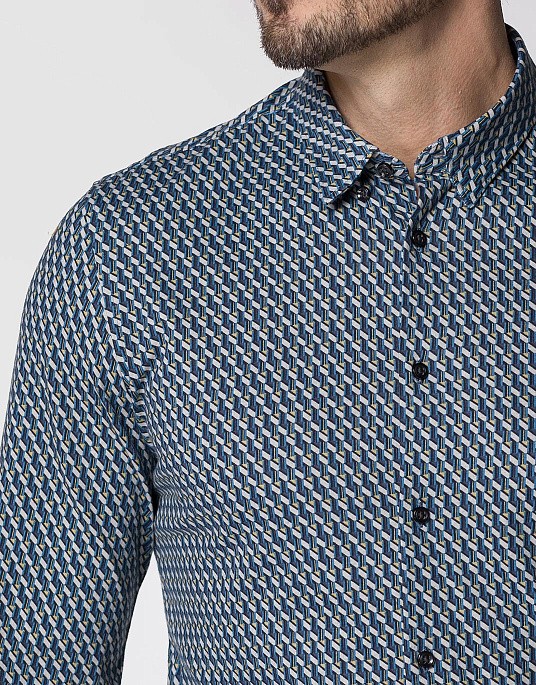 Сорочка Pierre Cardin з колекції Future Flex в смарагдовому відтінку з візерунком