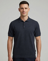 Класичне поло Bugatti у темно - синьому кольорі