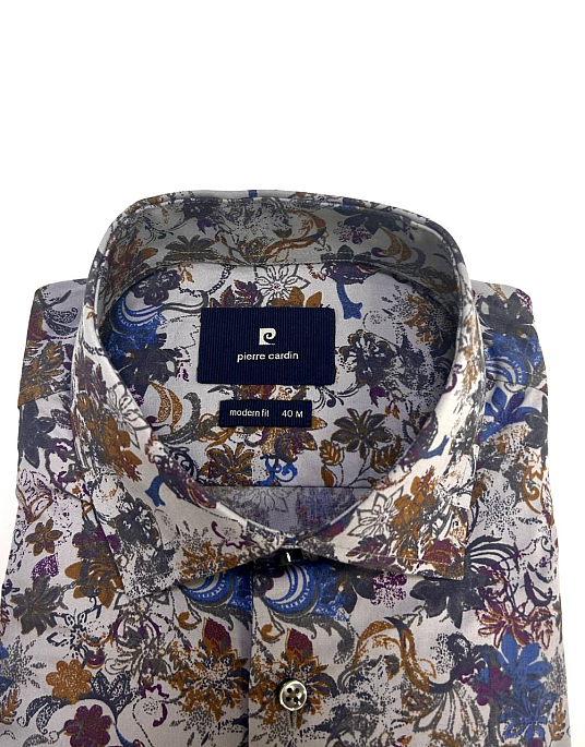 Рубашка Pierre Cardin из коллекции Denim Academy в сером цвете с цветочным принтом