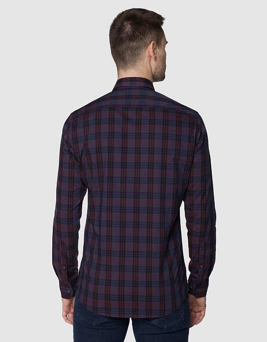 Сорочка Pierre Cardin у бордовому кольорі у клітку