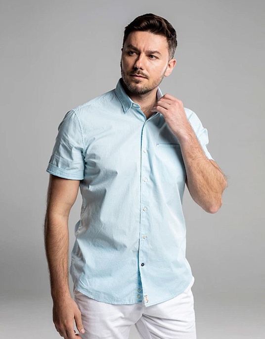 Сорочка Pierre Cardin з коротким рукавом  у блакитному кольорі