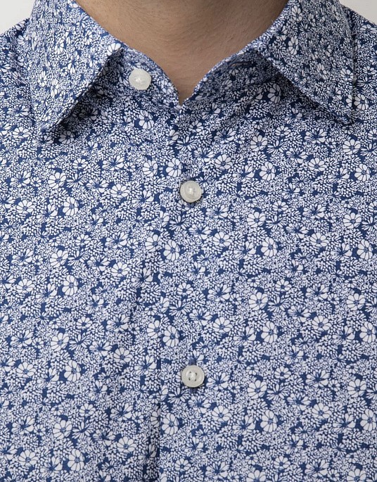 Сорочка Pierre Cardin із колекції Future Flex з коротким рукавом у синьому кольорі