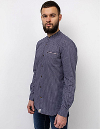 Рубашка Pierre Cardin с воротом-стойкой  в синем цвете