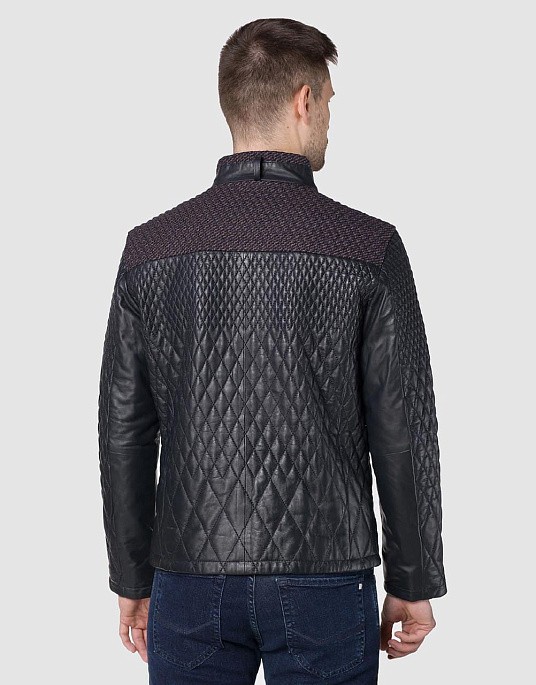 Куртка шкіряна  Pierre Cardin в темно-синьому кольорі