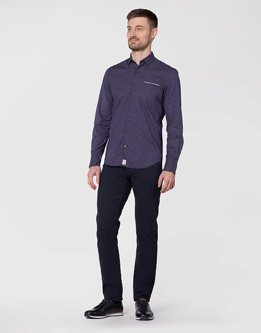 Рубашка Pierre Cardin из коллекции Denim Story в тёмно-синем цвете с узором