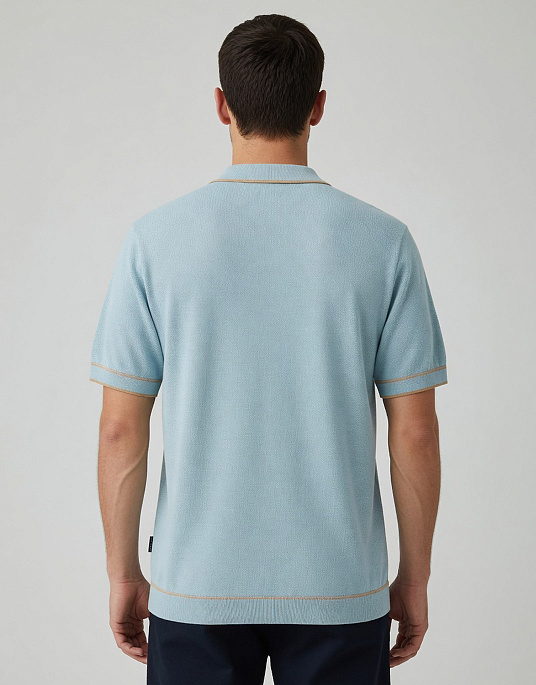 Поло Bugatti з воротом на блискавці у світло-блакитному кольорі