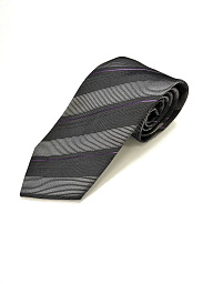 Галстук BOSS серого цвета с фиолетовой полоской