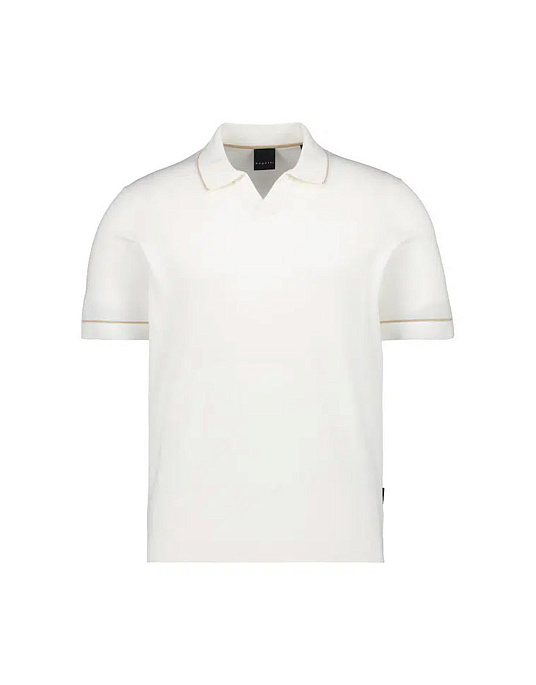 Чоловіче поло Bugatti з відкритим коміром у молочному кольорі