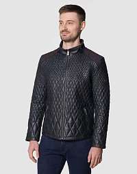 Куртка шкіряна  Pierre Cardin в темно-синьому кольорі