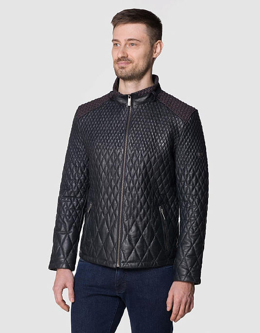 Куртка шкіряна  Pierre Cardin в темно-синьому кольорі