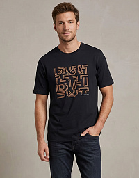 Футболка Bugatti  з принтом у темно-синьому кольорі