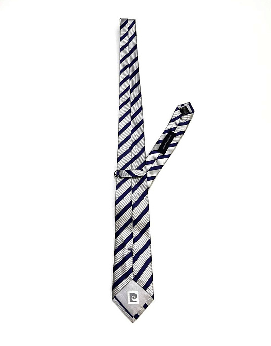 Краватка Pierre Cardin срібна у синю смужку