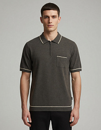 Поло Bugatti з воротом на блискавці у коричневому кольорі