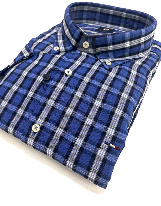 Сорочка з льону Pierre Cardin в клітинку з коротким рукавом