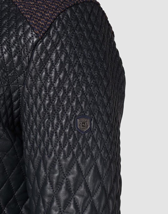 Куртка шкіряна  Pierre Cardin в темно-синьому кольорі