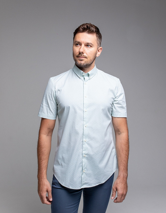 Рубашка Pierre Cardin из коллекции Future Flex с коротким рукавом в зелёном цвете