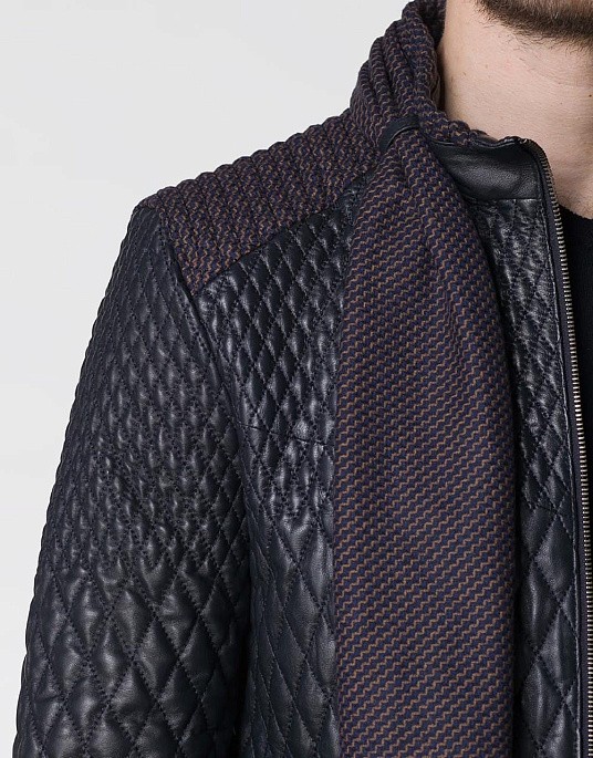 Куртка шкіряна  Pierre Cardin в темно-синьому кольорі