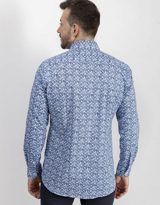 Рубашка Pierre Cardin из коллекции Future Flex в синем цвете с принтом